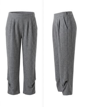 Lilith Wool Blend Gray TissuItalen Tapered Cropped Dress Pants Women Size M